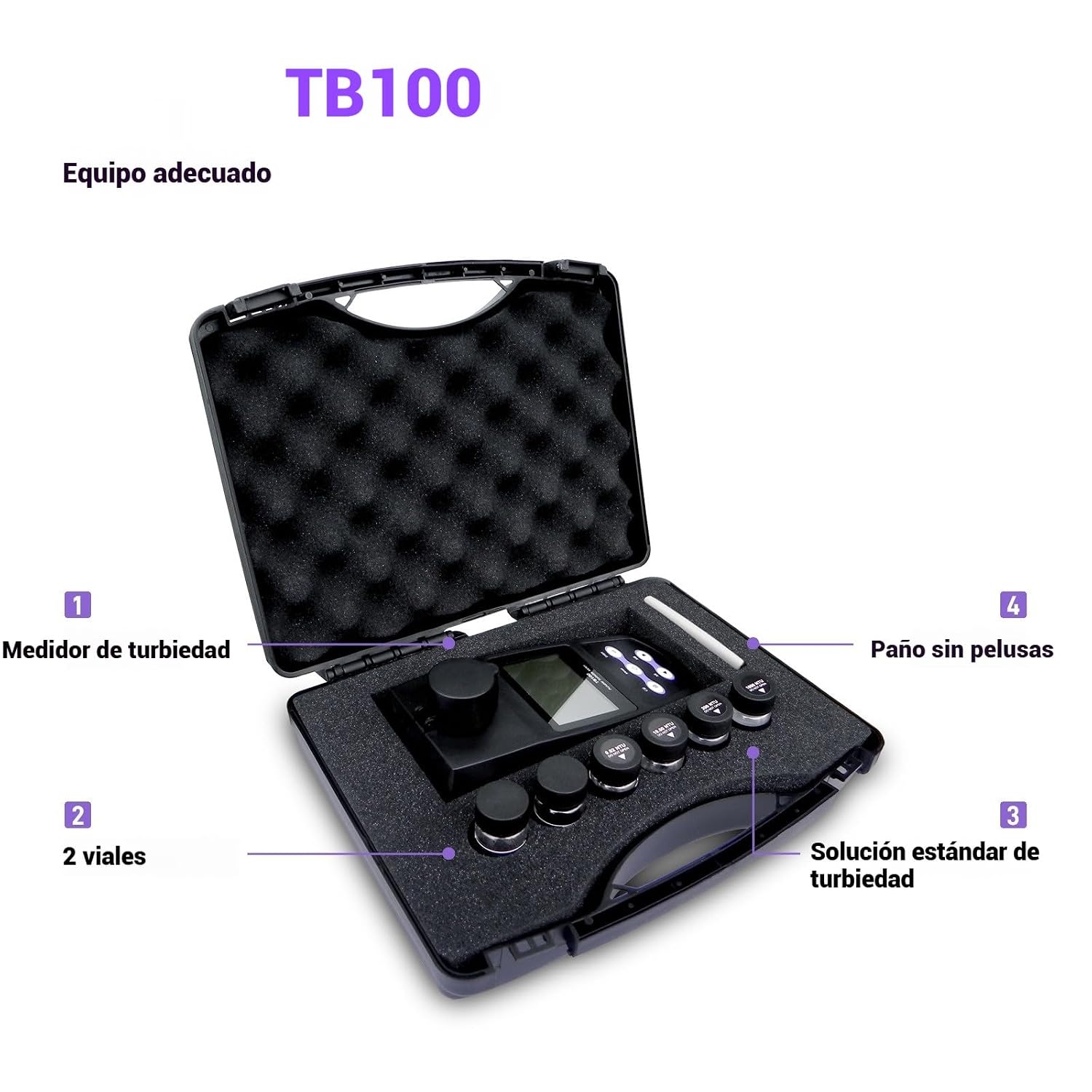 Water Quality, Solution Turbidity Detector, One Click Accurate Measurement 0-1100 NTU/FNU/0-275 EBC/0-9999 ASBC, Containing 4 Bottles of Calibration Solution, Essential Tool for Water Quality Testing