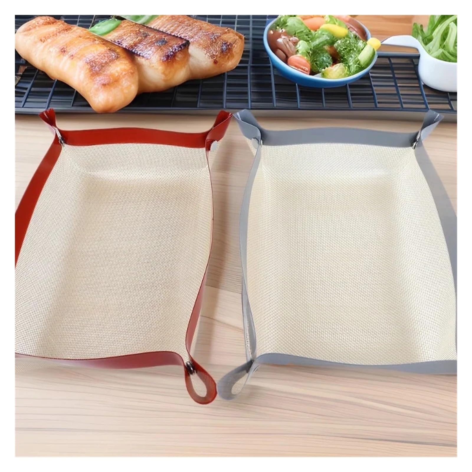 Tappetino in silicone per macaron Tappetini da forno in silicone, teglia for biscotti, riutilizzabili, for preparare macarons e, tappetini antiaderenti for la cottura, facili pulire(2 pcs Red)