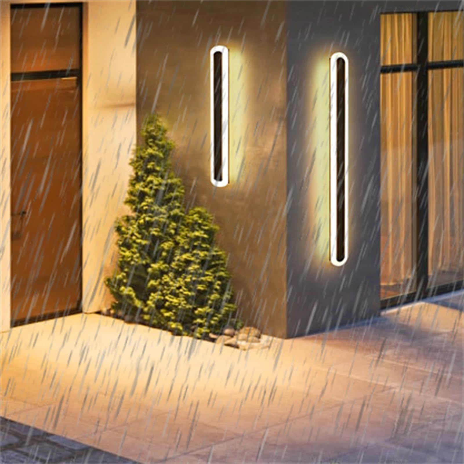 HELCEKOU Modern Outdoor LED Wall Lamp - IP65 Waterproof Sconce for Porch, Patio, Yard, Garage & Indoor Use (Warm Light, 150cm, 78W) Stylish Acrylic Aluminium Fixture