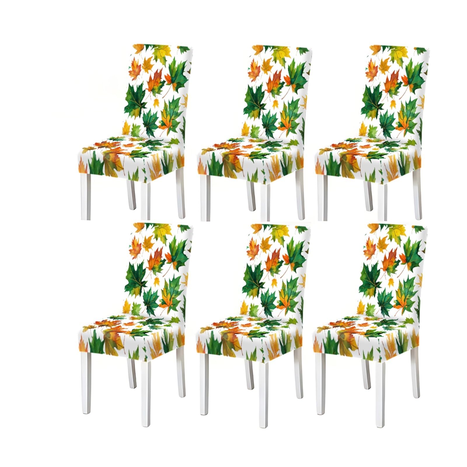FZJKGH Watercolor Maple Leaf Autumn Pattern Print Dining Chair Covers Set Of 2/4/6, Stretch Slipcovers For Kitchen Dining Room Removable Stretch Slipcovers for Dining Chairs(6PCSChair cover)