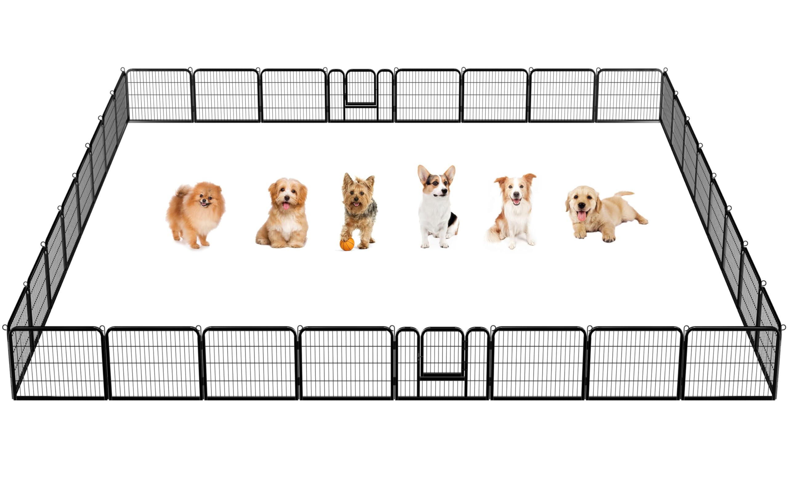 Yaheetech 24" H 32-Panel Extra Wide Dog Playpen w/Door for Indoor Outdoor