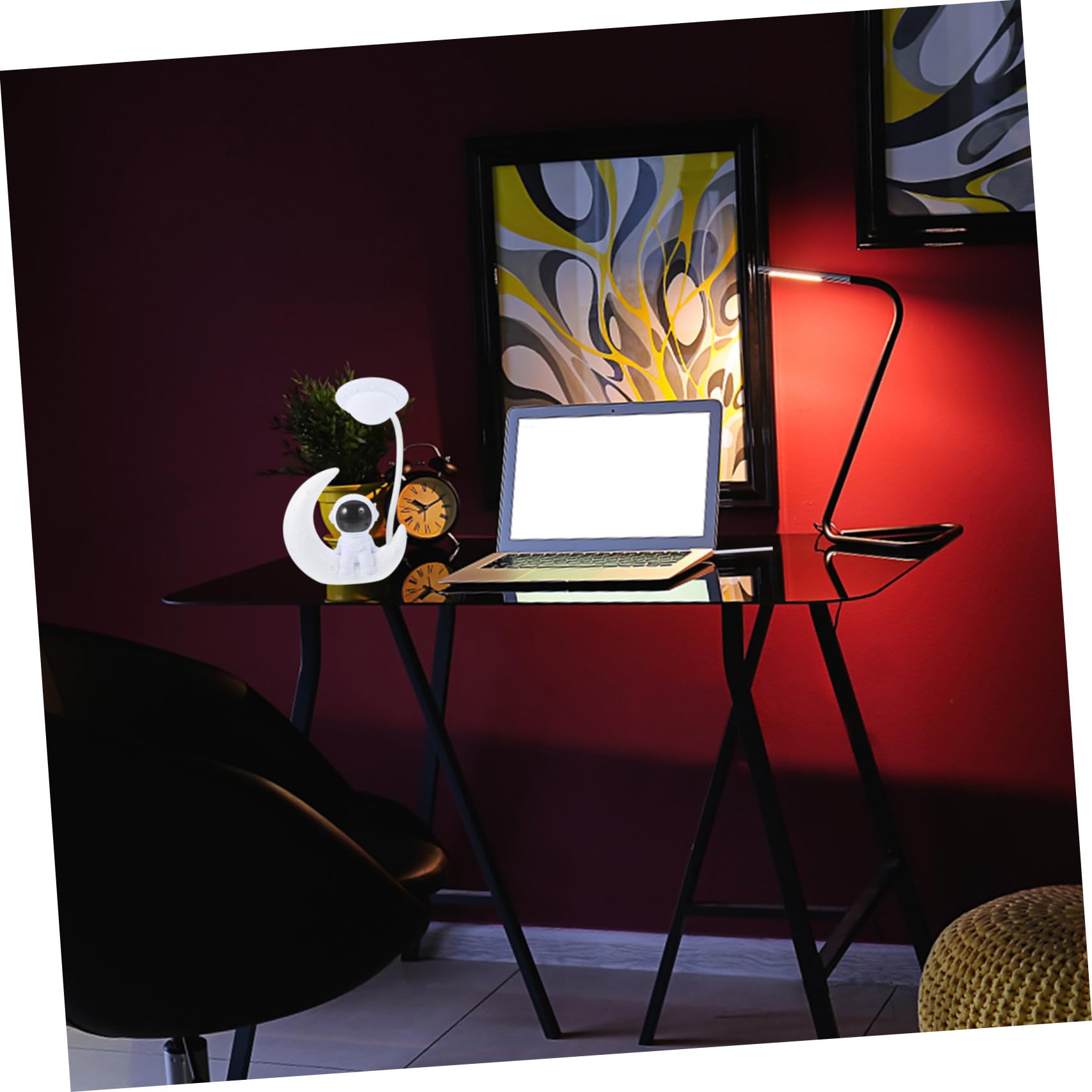 Uonlytech 2 Juegos de Lámparas Nocturnas USB Forma de Astronauta, Luz LED Cálida de Plástico para Dormitorio y Fiestas, Adornos Prácticos para Niños