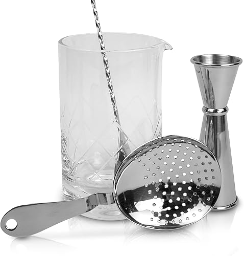 The Art of Craft Kit profesional de barmending para bebidas agitadas vidrio de mezcla de cristal jigger japonés colador de Julep y cuchara de bar