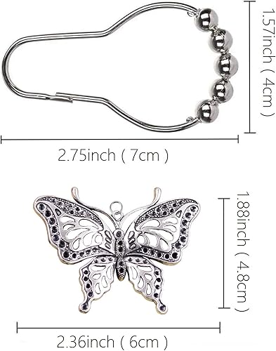 Miniatura 2 de ZILucky Juego de 12 ganchos decorativos para cortina de ducha con diseño de mariposa, diseño de insectos, decoración para el hogar, accesorios de