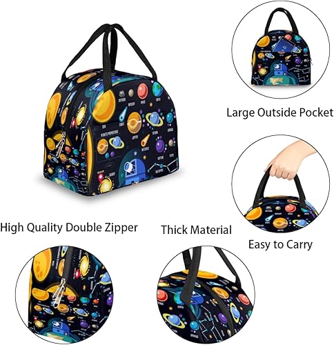 Miniatura 5 de Bolsa de almuerzo con diseño de galaxia espacial 3D, con aislamiento térmico para hombres y mujeres, bolsa de almuerzo a prueba de fugas, bolsa de