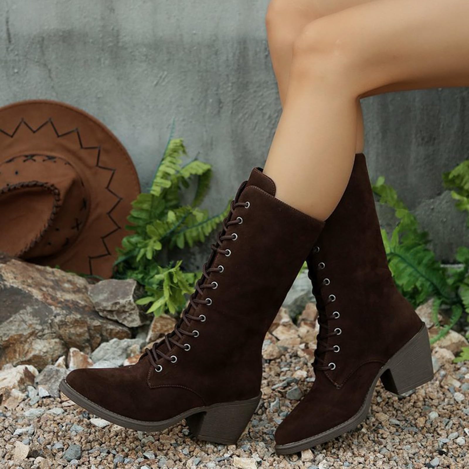 Genérico Botines Mujer Vestir Cordones Plataforma Botas Puntera Redonda Elegantes Zapatos Comodas Ligeros Caminar Bota Casuales Antideslizantes Botin para Otoño Invierno Trabajo Paseo y Uso Diario