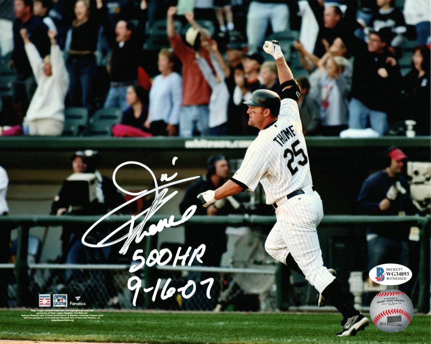 Jim Thome Autographed Chicago White Sox 500th Home Run 8x10 Photo W/ 500 HR 9-16-07 Beckett Witnessed - Autographed MLB Photos