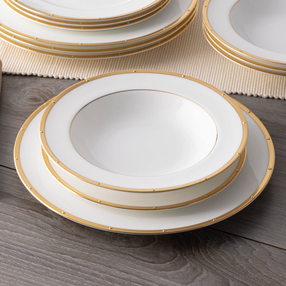 Amazon.com | Noritake Rochelle Gold 12-Piece Dinnerware Set