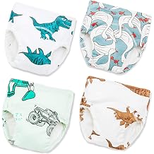 Joyo roy Potty Training Underwear 4t Toilet Training Pants 100% Cotton Absorbent 4t-5t Boys Underwear for Boys Waterproof Dinosaur Cotton Pee Pants 4 Packs Soft Reusable Toddler Potty Panties