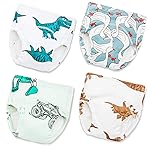 Joyo roy Soft Toddler Potty Training Underwear 5T 4 Packs 100% Cotton Reusable Absorbent Kid Confident Toilet Training Pants 4T-5T Boys Potty Training Sticker Chart Stretchable Waterproof Pee Pants
