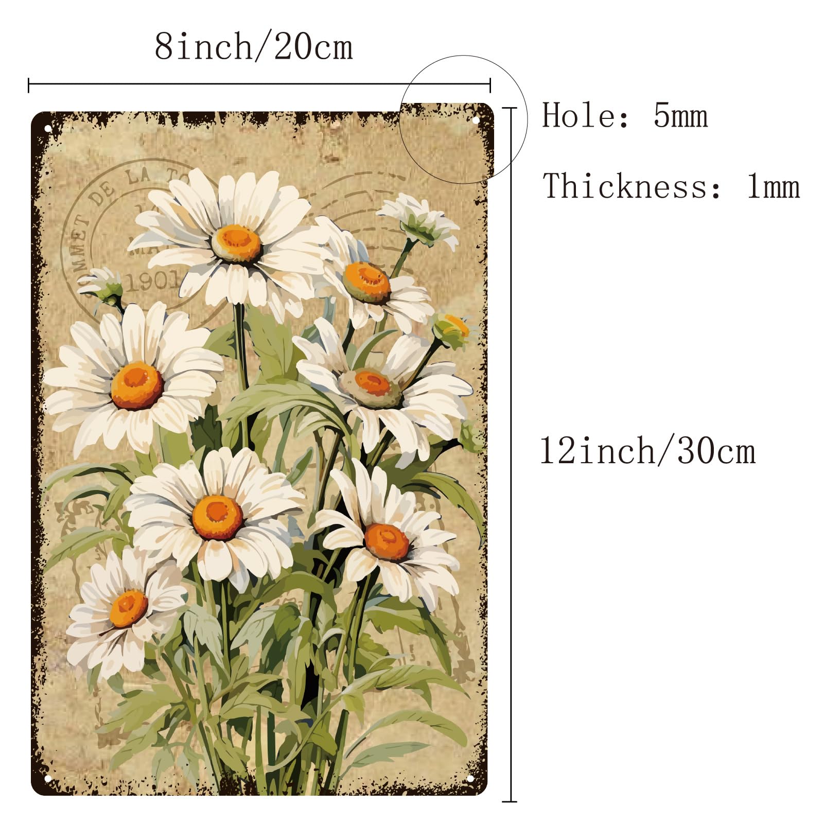 CREATCABIN – Targa In Metallo Floreale 20x30cm, Scritta 'Enjoy The Little Things', Retrò, Per Giardino E Casa, 2 Pezzi