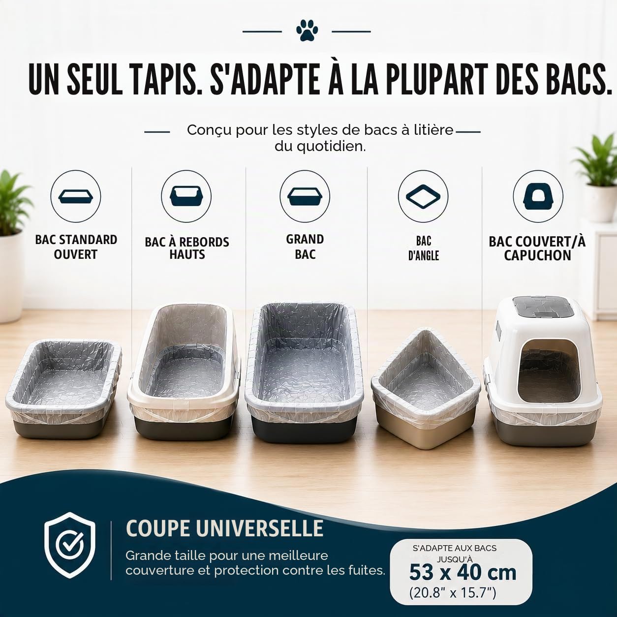 HayaHome Eco 50 grands sacs de litière pour chat en rouleau 40 μm 80 x 36 cm résistants aux rayures et respectueux de l'environnement 100 % matériaux recyclés