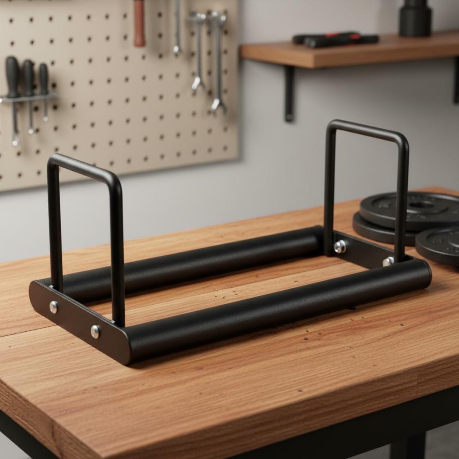 Soporte para Discos de Barra Estante de Placas Organizador de Pesas Rack de Almacenamiento Construcción Sólida con Varias Posiciones para Mayor Orden, Negro, Unidad Individual