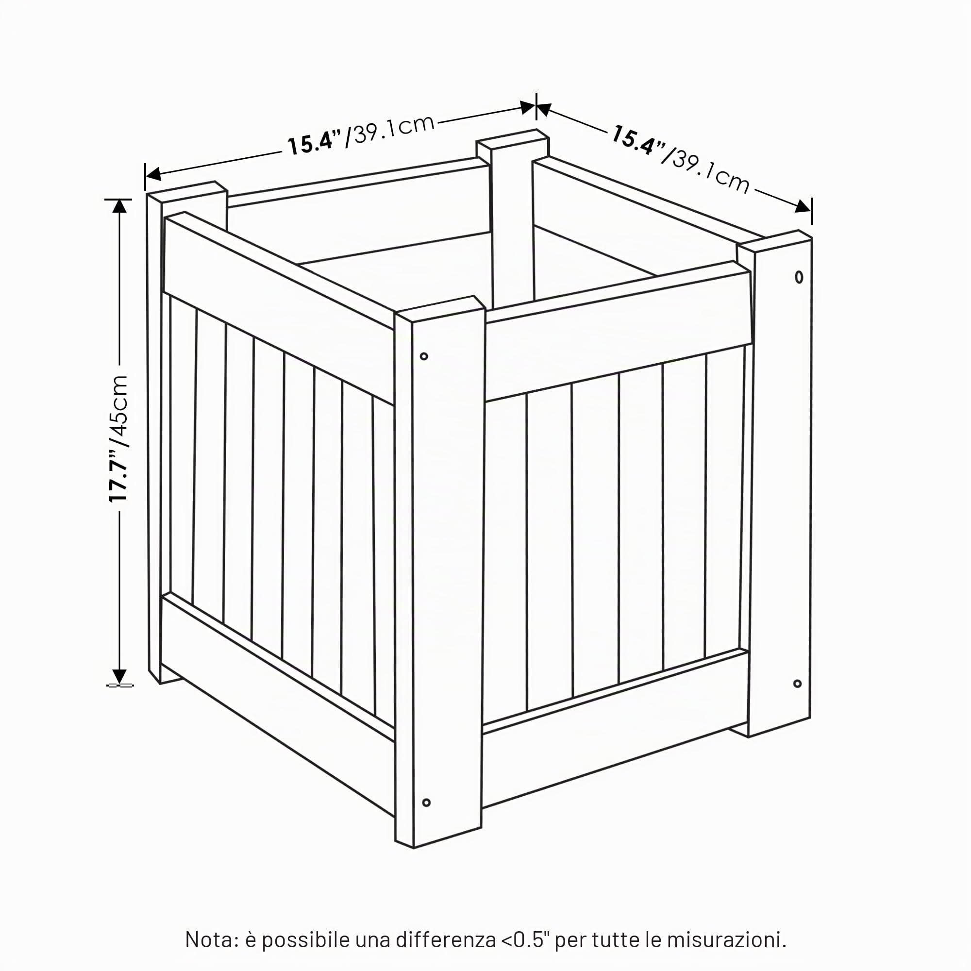 Furinno Tioman Fioriera, in Legno, 44.96 x 39.12 x 39.12 cm, Naturale