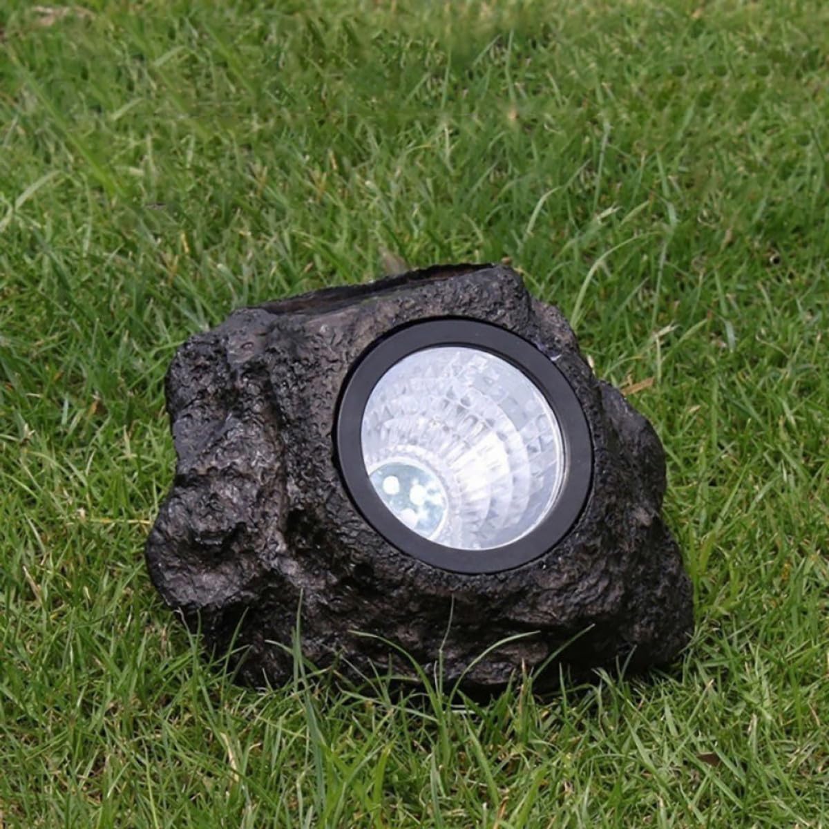 Zerodeko 2 Stück Solare Gartenbeleuchtung in Weiß mit 600mah Akku Solar Felsleuchten aus Kunststoff für Garten und Terrassendekoration