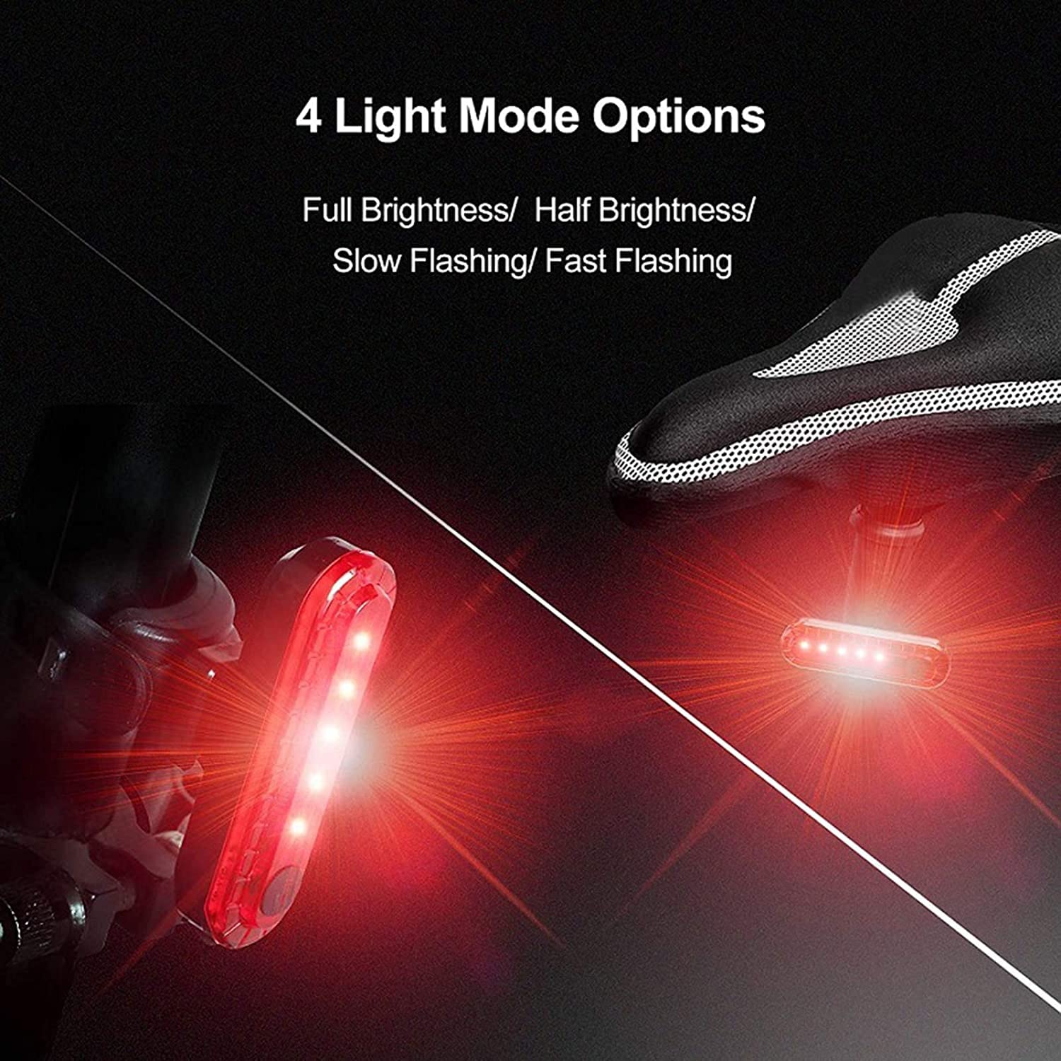 ARTSZY 2 Pezzi Luce Posteriore for Bicicletta Intelligente, LED Ultra Luminoso Avvertimento Torcia for Bicicletta USB Ricaricabile Impermeabile 4 Modalità Luce Opzioni for la Sicurezza in Bicicletta,R