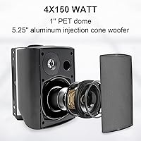 Vista 2 de STUDIOFINIX Altavoces Bluetooth para interiores y exteriores de 5.25 pulgadas, 600 vatios, sistema de montaje en pared con cable para todo