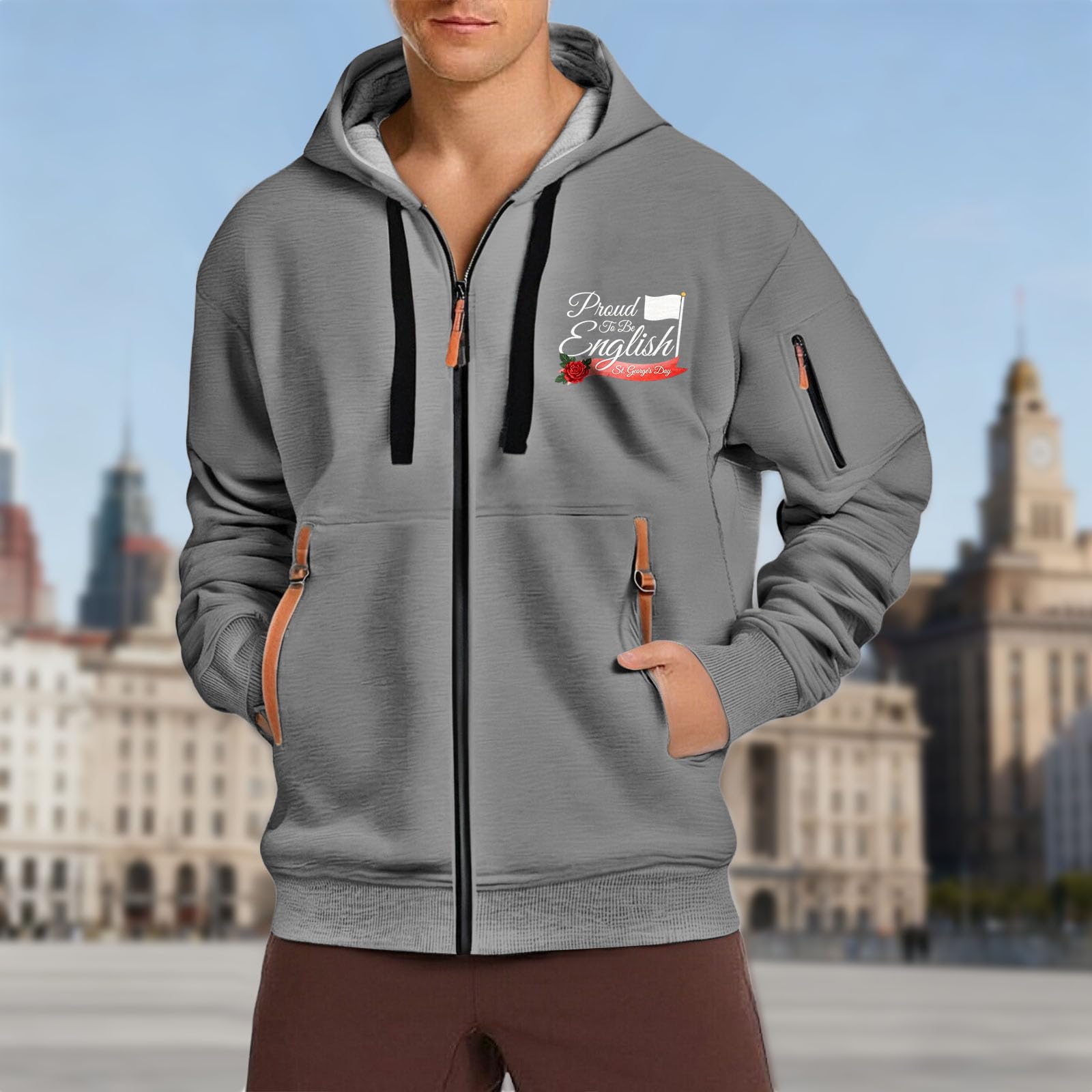 Sudadera con capucha para hombre con texto en inglés