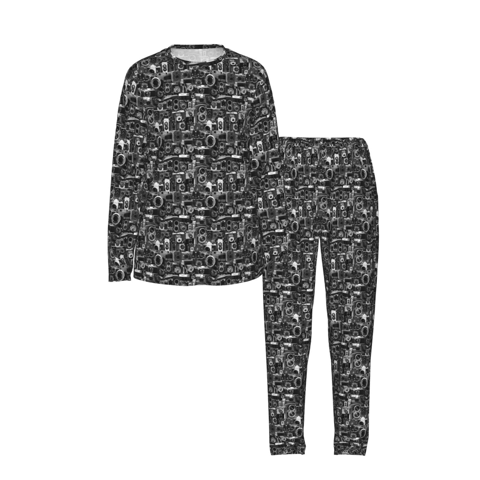 Cool Camera Collection Stampa Donna Manica Lunga Pigiama Corrispondente Morbido Elastico Coulisse Casual Daywear