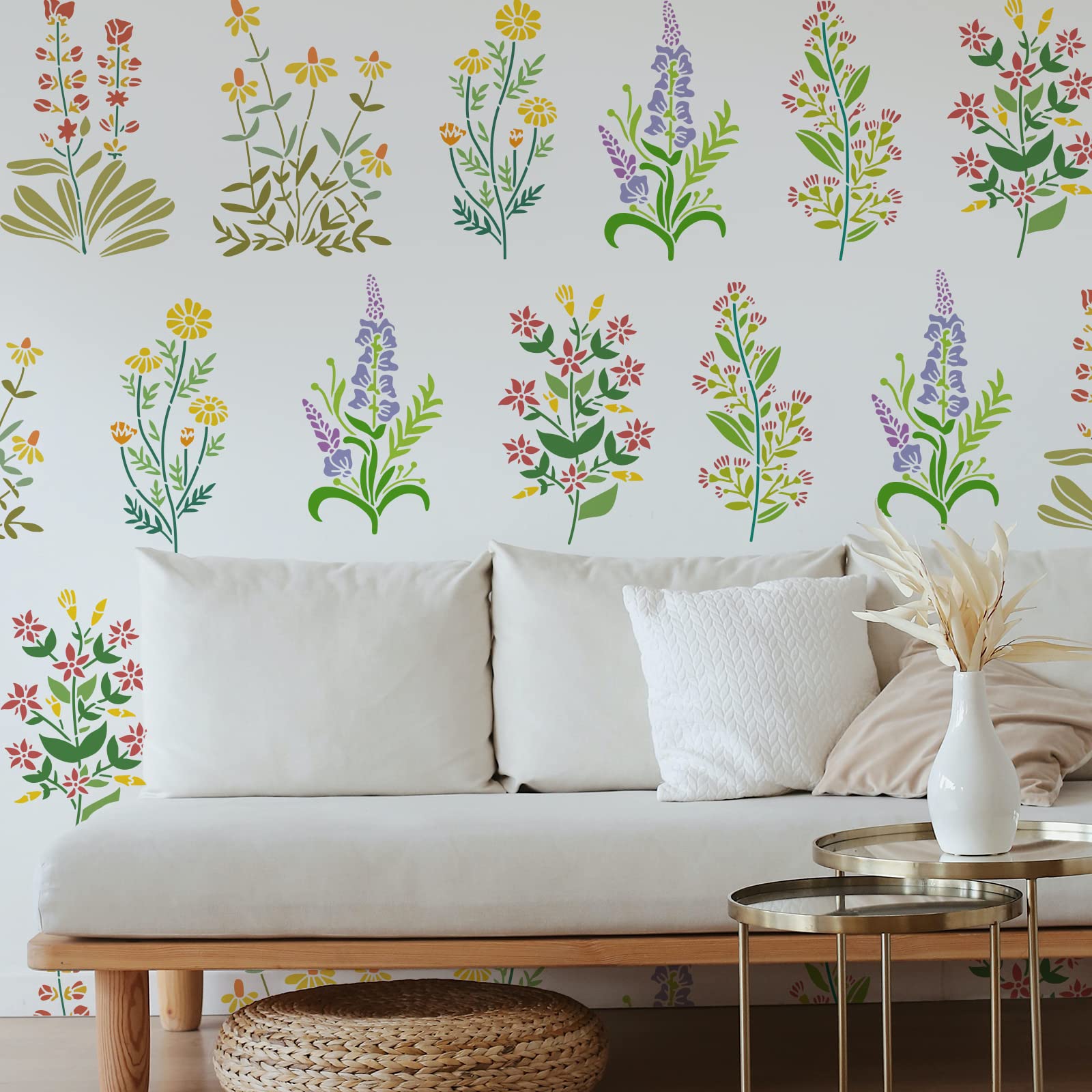 ORIGACH 6 PCS Large Wildflower Stencils, 21 x 29.7 CM, Bouquet Painting Stencils for Wood Wall, Canvas - Image 4