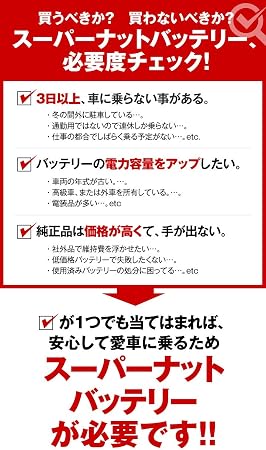 Amazon Super Natto スーパーナット 自動車用バッテリー 充電制御車対応 65b24l 46b24l 50b24l 55b24l 58b24l 60b24l 65b24l 70b24l 75b24互換 使用済みバッテリーの回収無料 カーバッテリー 車 バイク