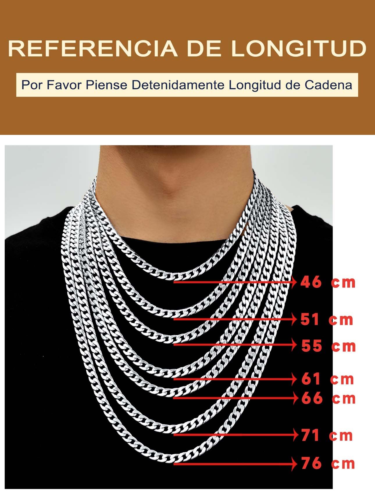 Suplight Collar de Cadena Cubana Hombre 4MM/6MM/9MM | Acero Inoxidable 316L Longitud 46cm-76cm Cadena Cubana Hombre e Mujer Plateado/Dorado/Negro