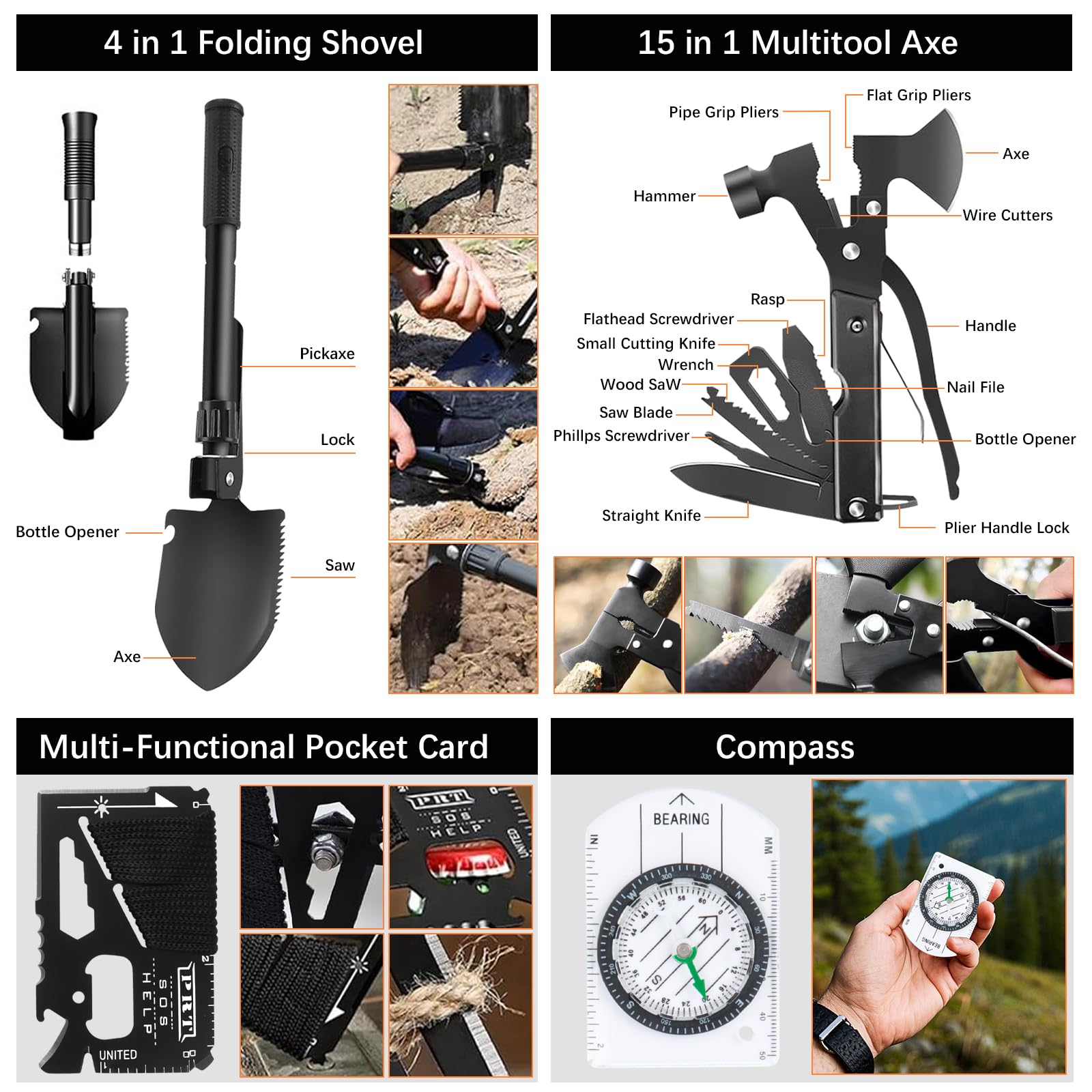 Kit de Supervivencia de Emergencia para Exteriores con Botiquín de Primeros Auxilios, Equipo de Supervivencia con Botiquín de Primeros Auxilios, Regalos para Y Hacen Senderismo Al Aire Libre