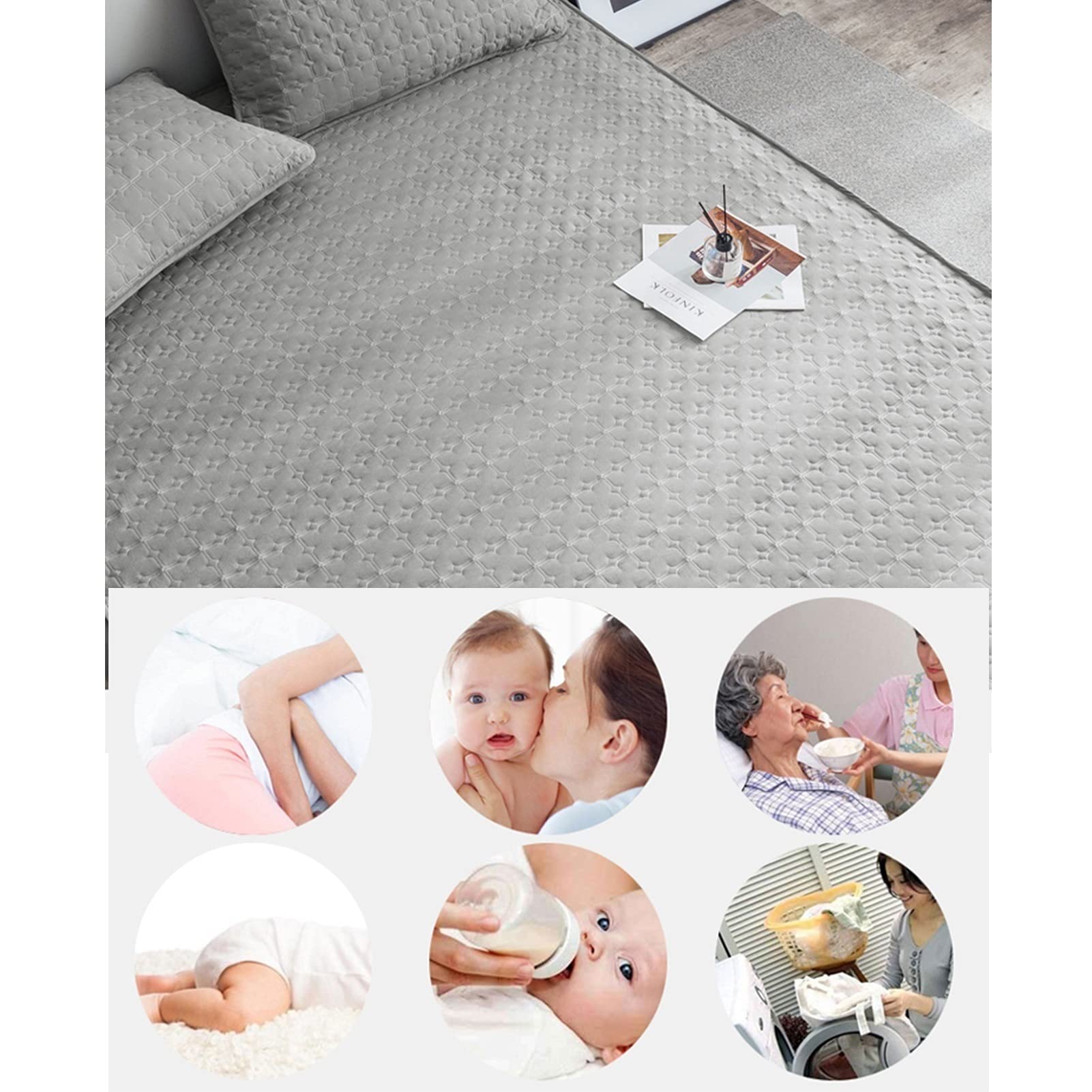 Spannbettlaken aus gewaschener Baumwolle – grauer Matratzenschoner für hochprofilierte Betten (Größe:60x120cm, Höhe 5-15cm) – weich, langlebig, atmungsaktiv, Bettwäsche unerlässlich