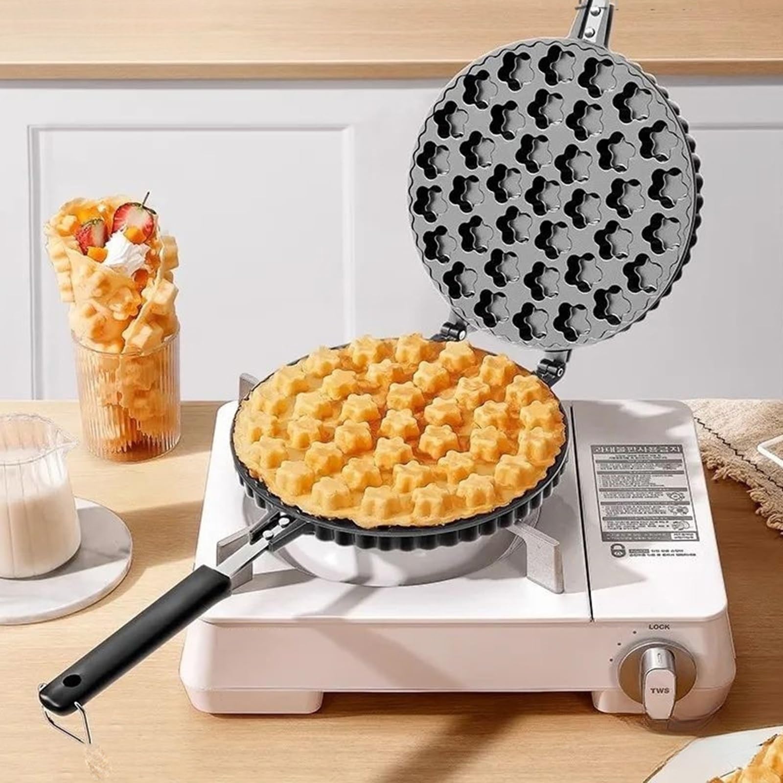 Máquina para hacer gofres de huevo con forma de flor de ciruelo, molde para pasteles, gofrera antiadherente de doble cara, ideal para el desayuno familiar.(Style 1)