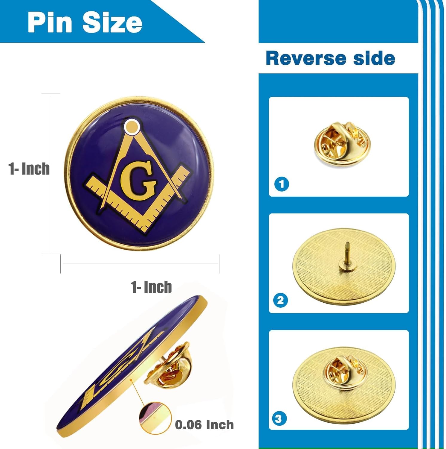 10/24/100 Pcs Masonic Flag Lapel Pins Bulk - Metal Free Freemasonry compasses Brooch Badge Souvenir - Image 3
