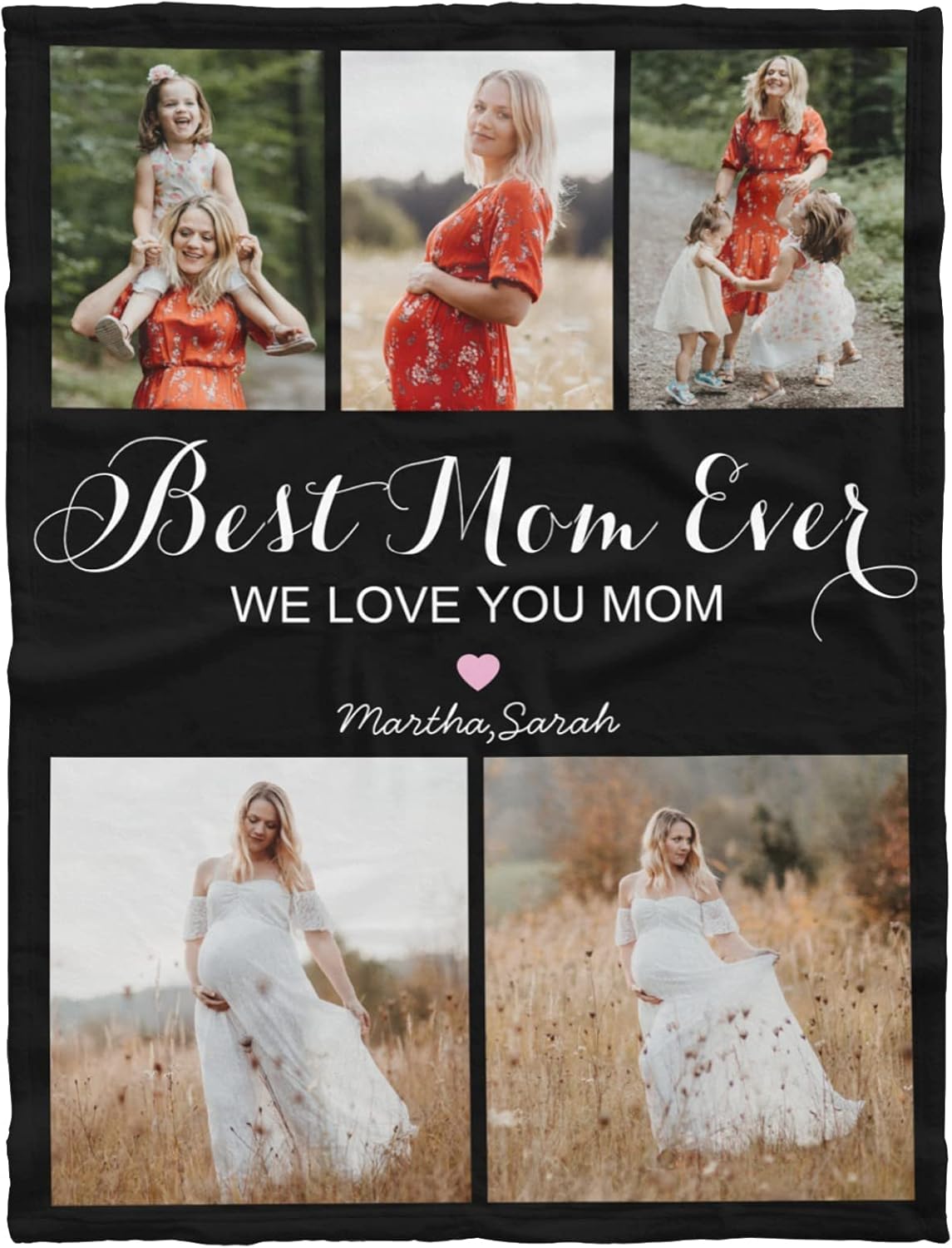 Best Mom Ever Blankets Gifts for Mom, Customized Blankets with Photos or Text, Photo Blankets Using My Own Photos, Personalized Blanket with Pictures or Text, Gifts for Mom,Grandma,60X80INCH