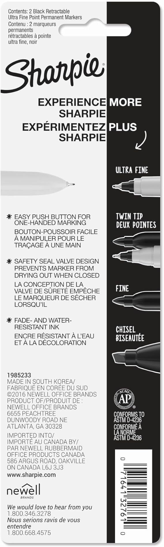 Sharpie Retractable Permanent Markers, Ultra Fine Point, Black, 2 Count