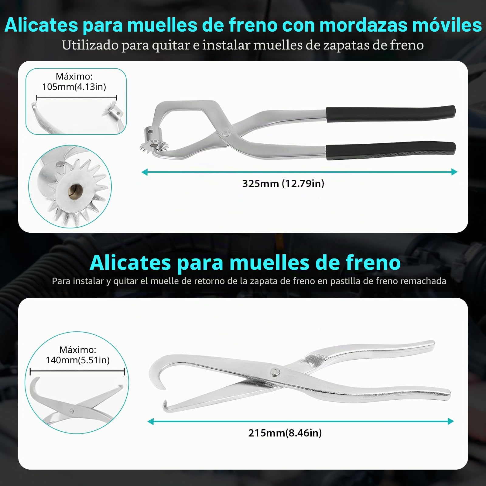 LIROPAU Juego de herramientas de tambor de freno de 15 piezas, juego de herramientas para tambor de freno para cambiar/limpiar sistemas de freno de disco y tambores