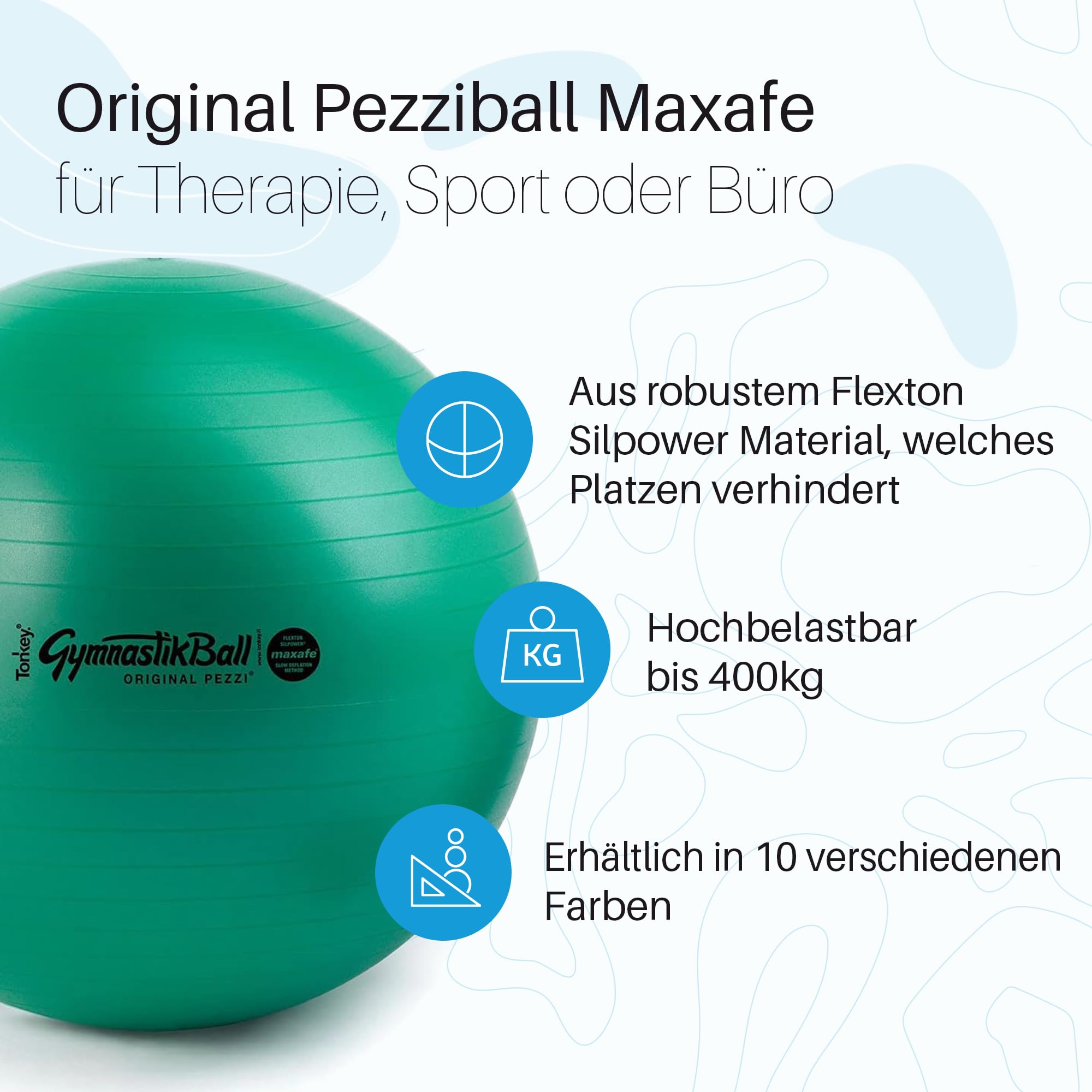 PEZZI Original Gymnastikball MAXAFE Ø 42 cm bis 75 cm Sitzball Gymnastik Sport Ball Büro Fitness Reha Therapie
