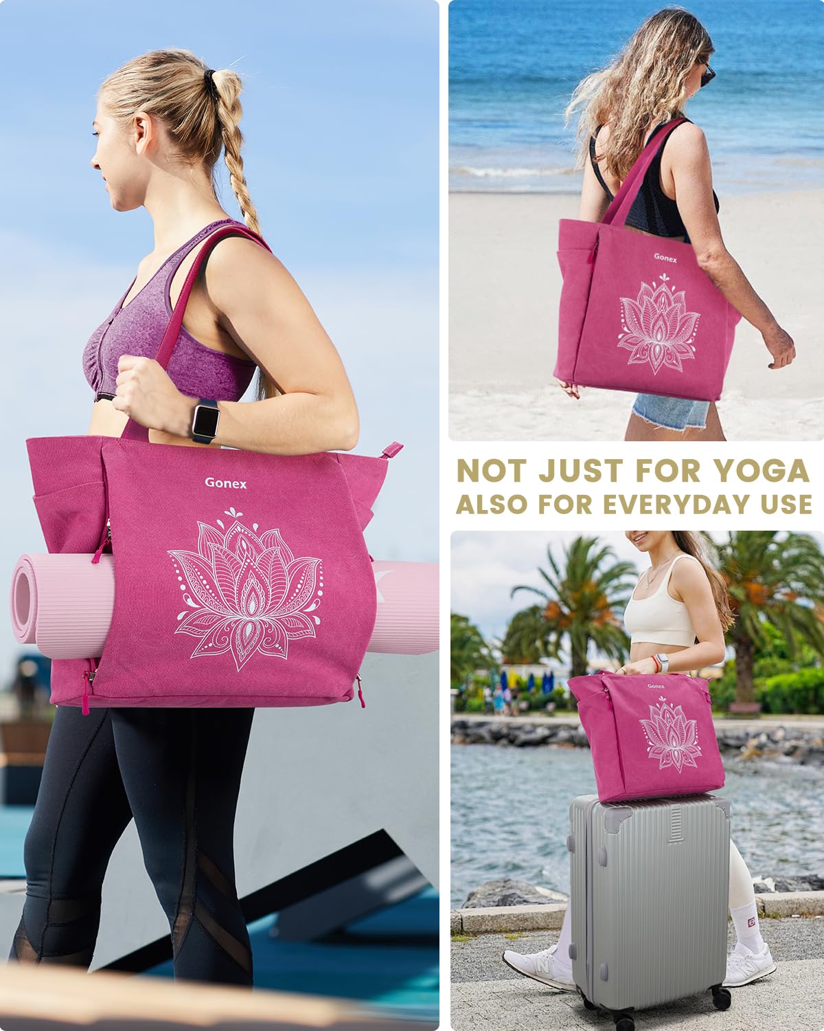Gonex Borsa per Tappetino Yoga, con Accesso Facile e Tasche Multiple Yoga Mat Bag in Tela Impermeabile, per Donna e Uomo, Perfetta per Palestra e Pilates