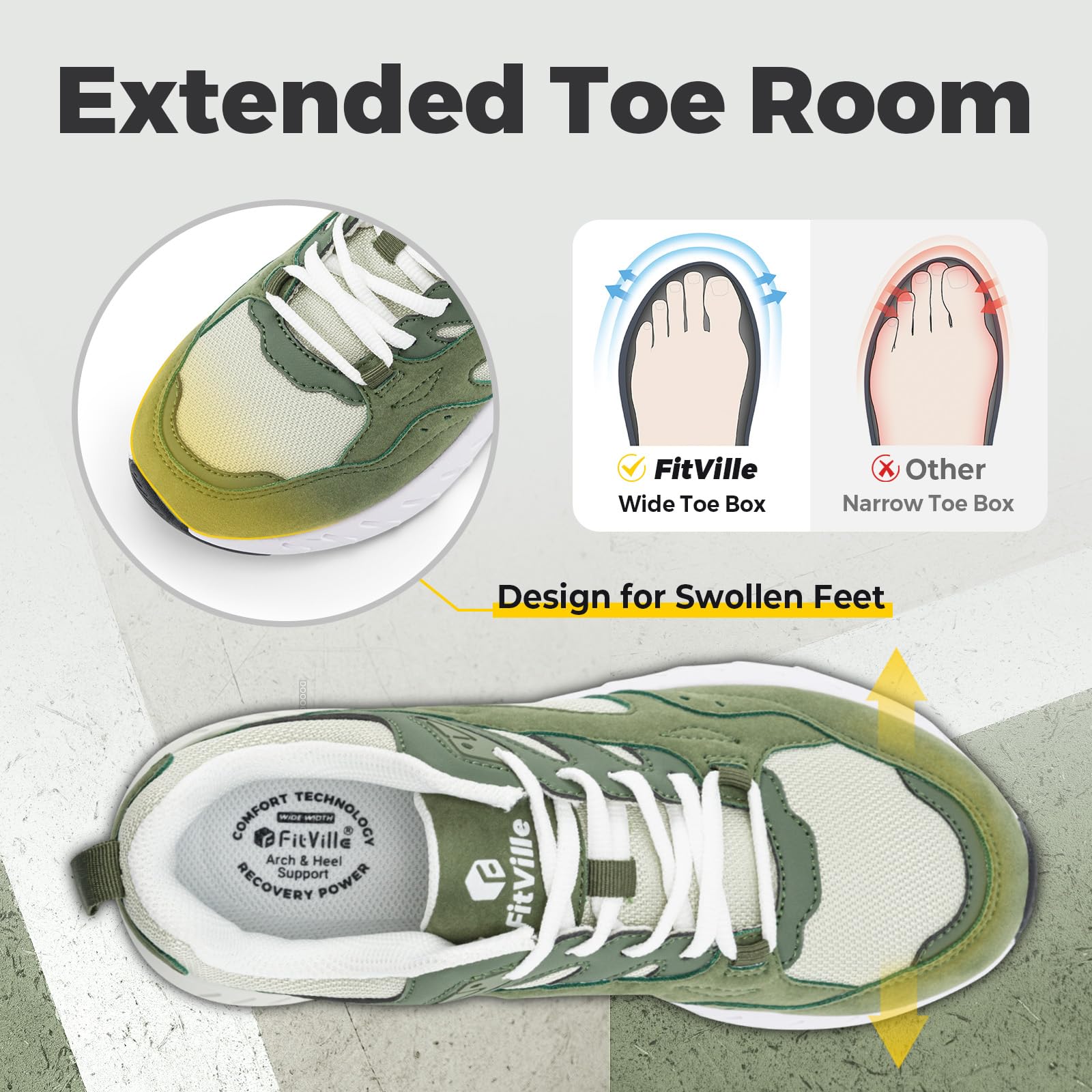 FitVille Scarpe da Ginnastica Donna Larghezza Ampia, Comode per Camminata e Jogging - Leggere Scarpe Sportive Fitness per Piedi Larghi