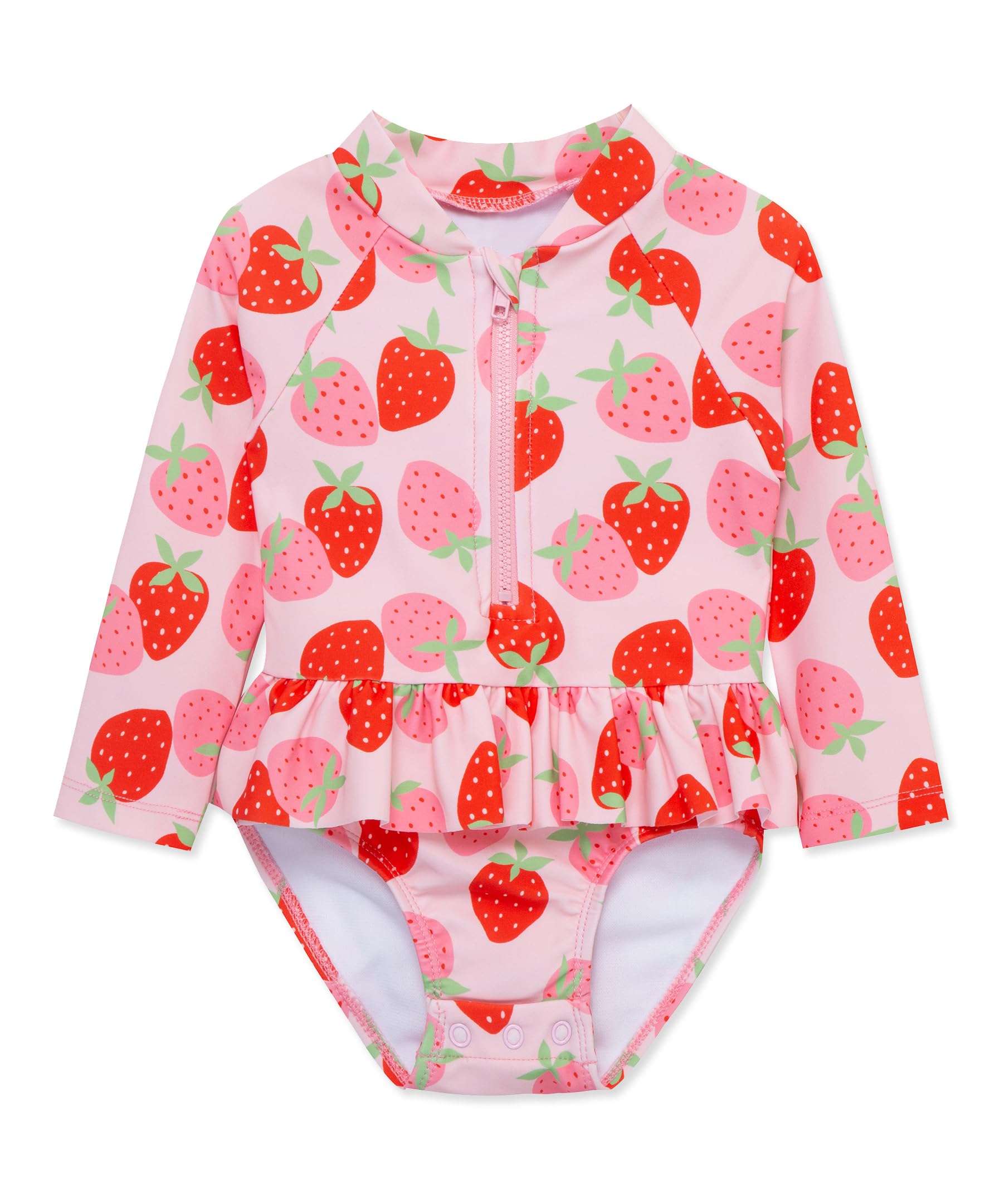 Little Me Clothes for Baby Girls' Strawberry One Piece Rashguard, Chrystal Rose, 3 Toddler