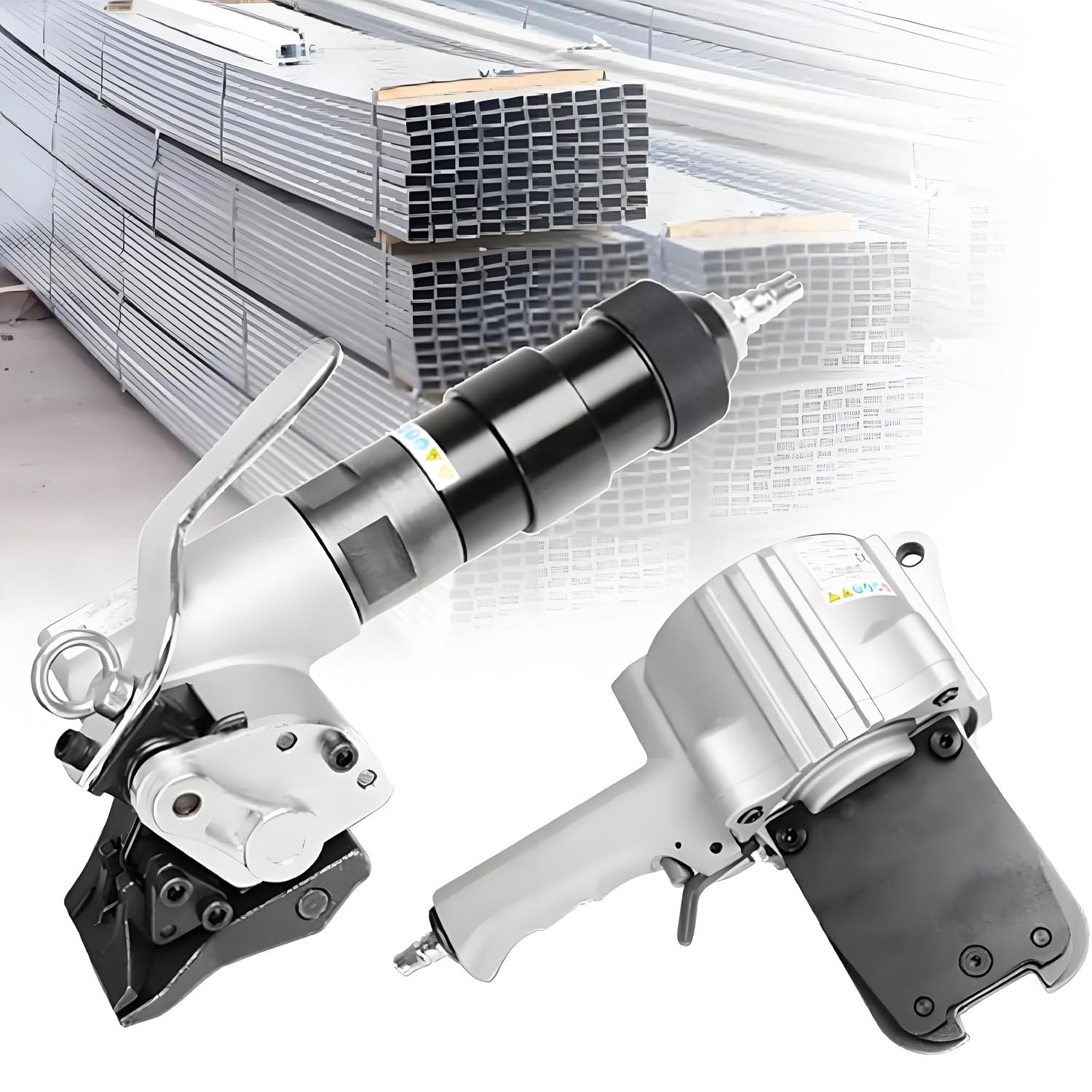 XCSCUK Heavy Duty Pneumatic Steel Strapping Machine, Split Type Metal Banding Tool, 8500 N Tension Force,Operating Air Pressure 0.49-0.63 Mpa (32mm)