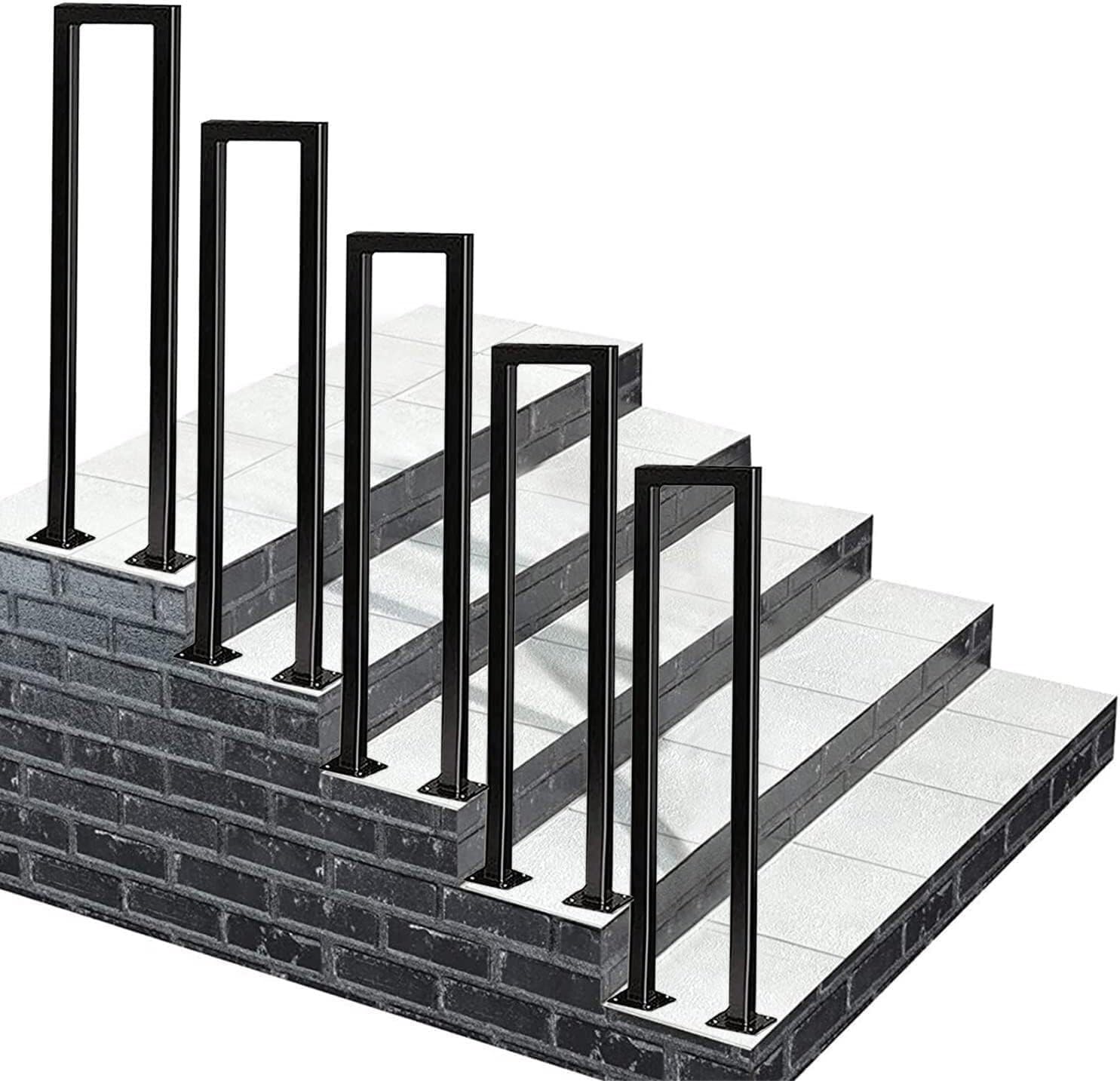 Black U-Shaped Stairs Handrail, Stair Railing Indoor, High 35-100cm Hand Rails Guardrail, Safety Non-Slip Stair Baluster, Outdoor Steps Grab Bar for Garden Villa(85CM/2.7FT)