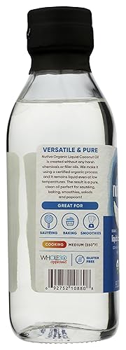 Miniatura 6 de Nutiva Aceite de coco fraccionado líquido orgánico, 8 onzas, orgánico USDA, sin OMG, vegano, keto, paleo, uso para cocinar o humectante para la