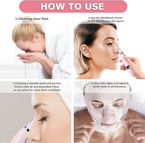 Miniatura 7 de Aspiradora eliminadora de puntos negros, dispositivo eléctrico de succión de acné de puntos negros, limpiador de poros recargable por USB, kit de