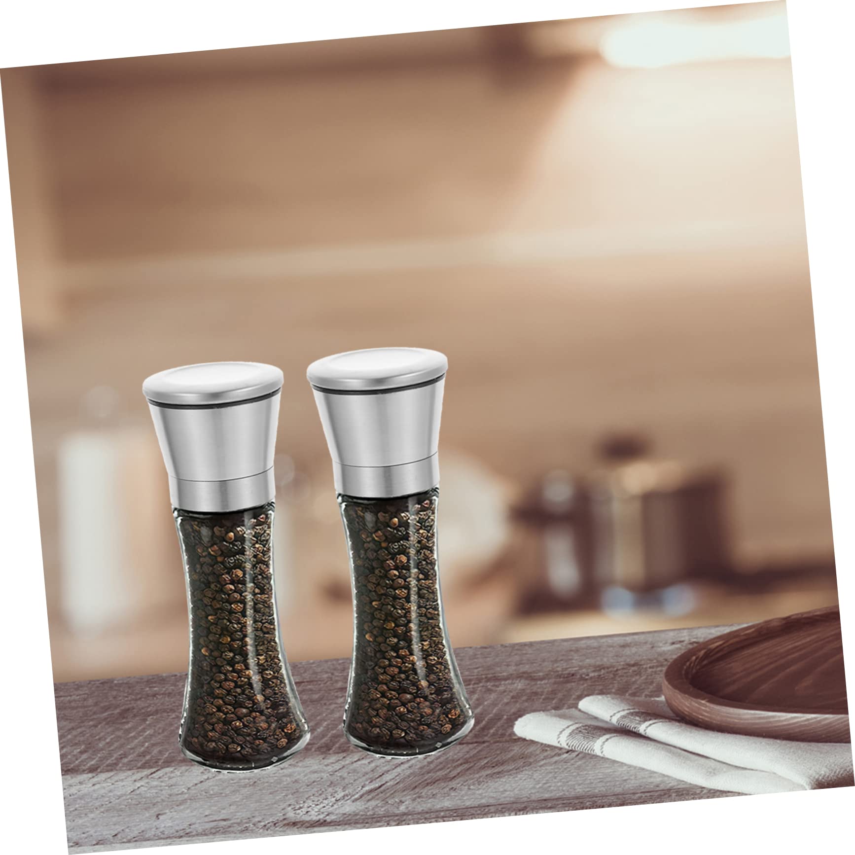 Luxshiny 2pcs Adjustable Manual Pepper Grinder Set Salt Mill for Seasoning for Home Kitchen Coarse Fine Textures and Design