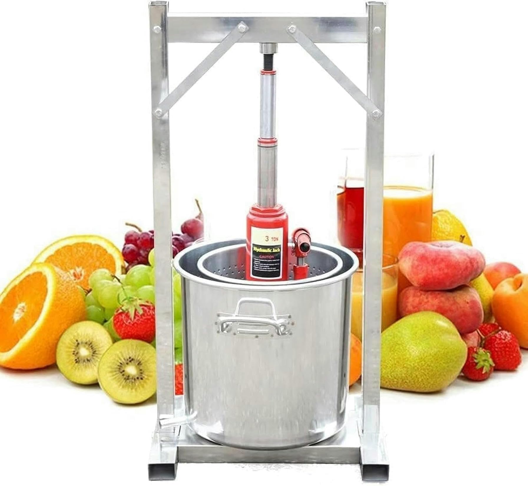 Manuelle Traubenpresse, 12-l-Entsafterpresse, Weinpresse aus Edelstahl für Fruchtsaft, Kräutersaft, Wein, Olivenöl~/