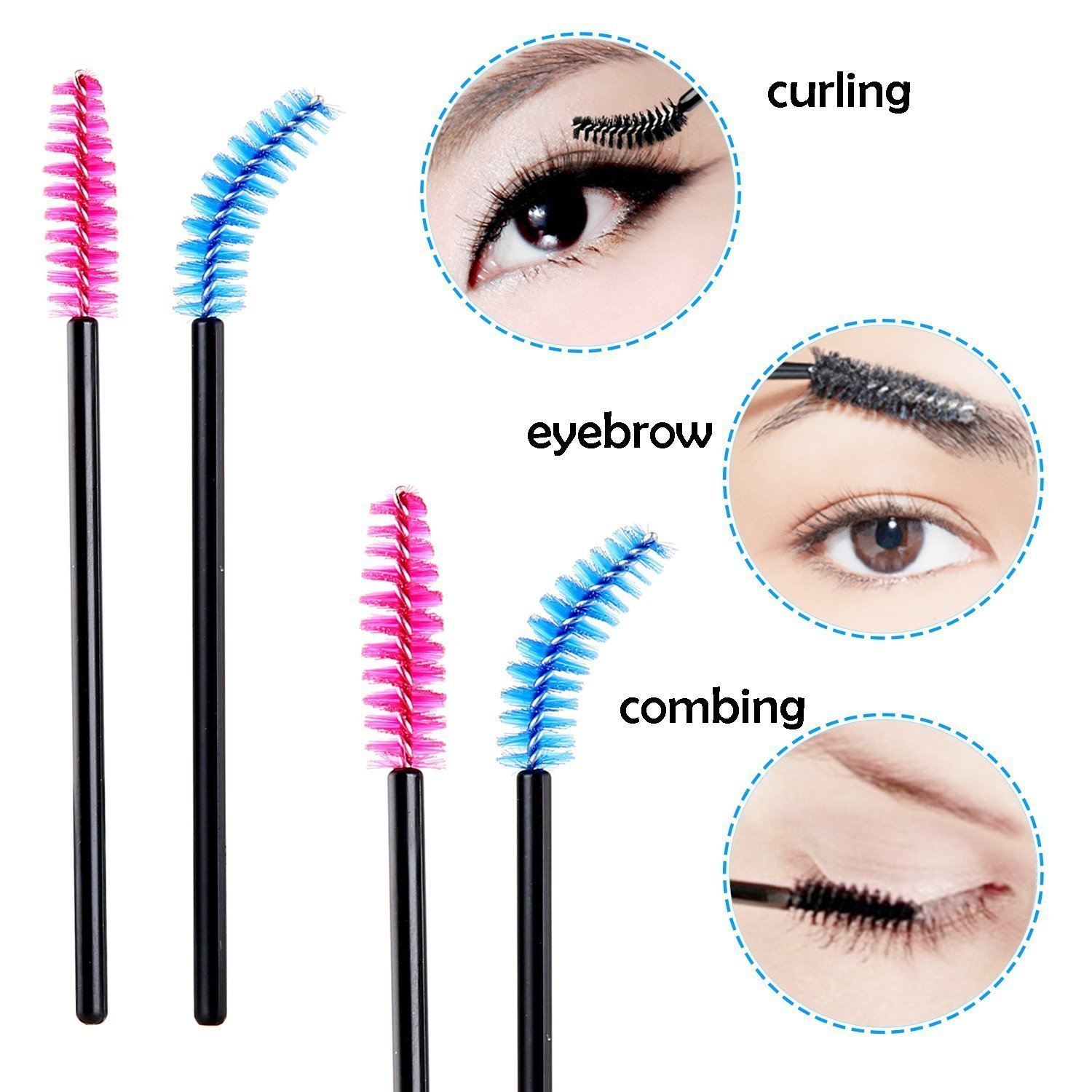 300 Multi-Color monouso ciglia per applicare il mascara, spazzola del sopracciglio, occhi, strumento volto trucco, monouso ciglia Make Up Mascara Spazzole applicatore bacchetta pennello