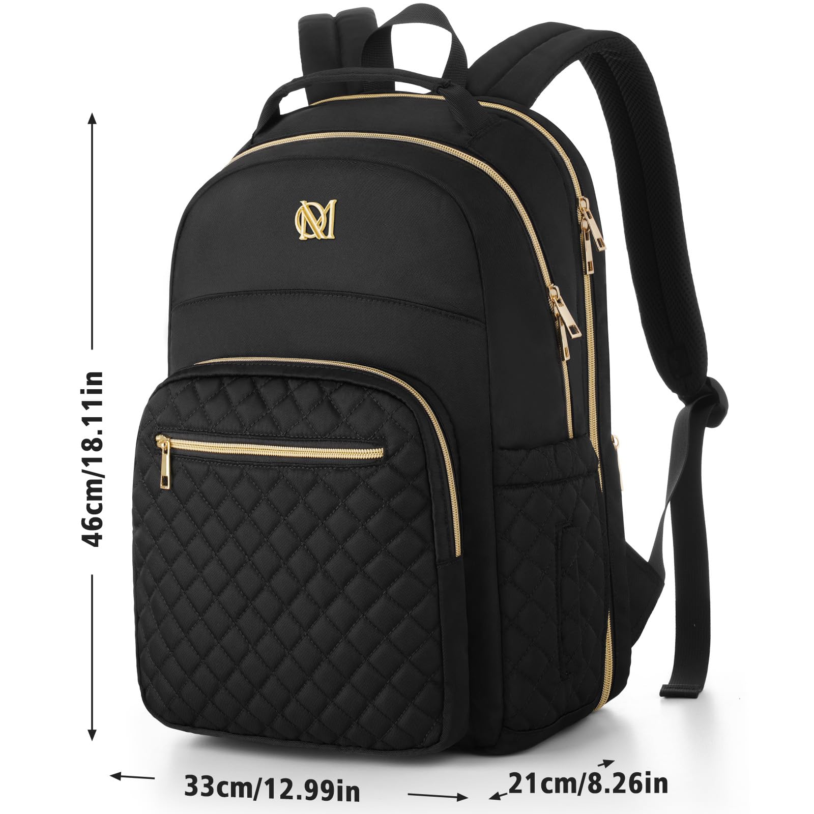 Plecak damski z kieszenią na laptopa, tornister szkolny o ergonomicznym wzornictwie, plecak dzienny na podróż, czas wolny, prezent, wodoszczelny, czarny, 17,3 Zoll, Uroczy