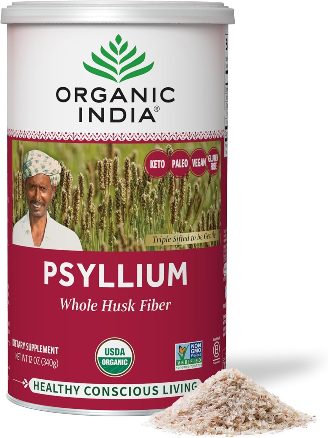 Organic India Whole Husk Psyllium (12oz)