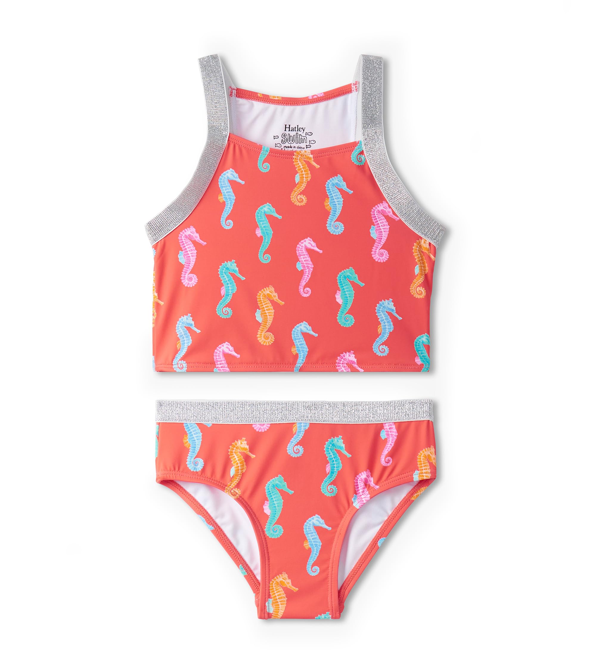 Hatley Girls Two Piece Swim Shorts Swimsuit, Painted Sea Horse, 5 Years