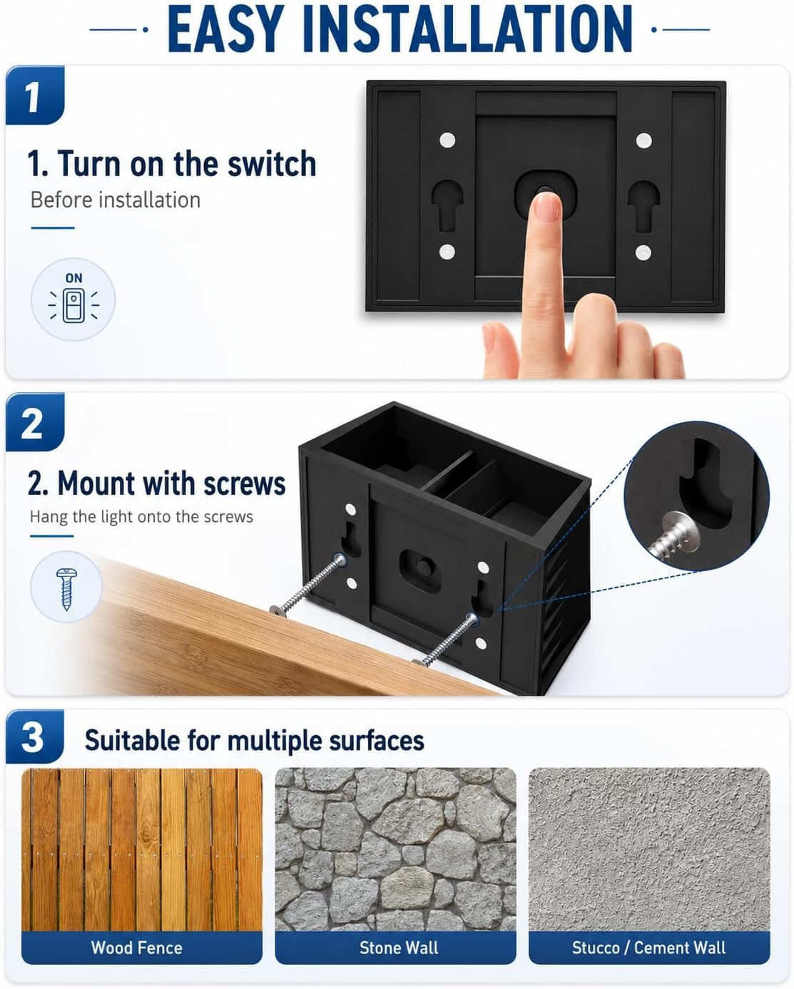 Lámparas solares para exteriores, 3000 K, lámpara de pared solar para exteriores, IP65, resistente al agua, lámparas solares de 0° - 120°, ángulo de haz ajustable para jardín, balcón, terraza
