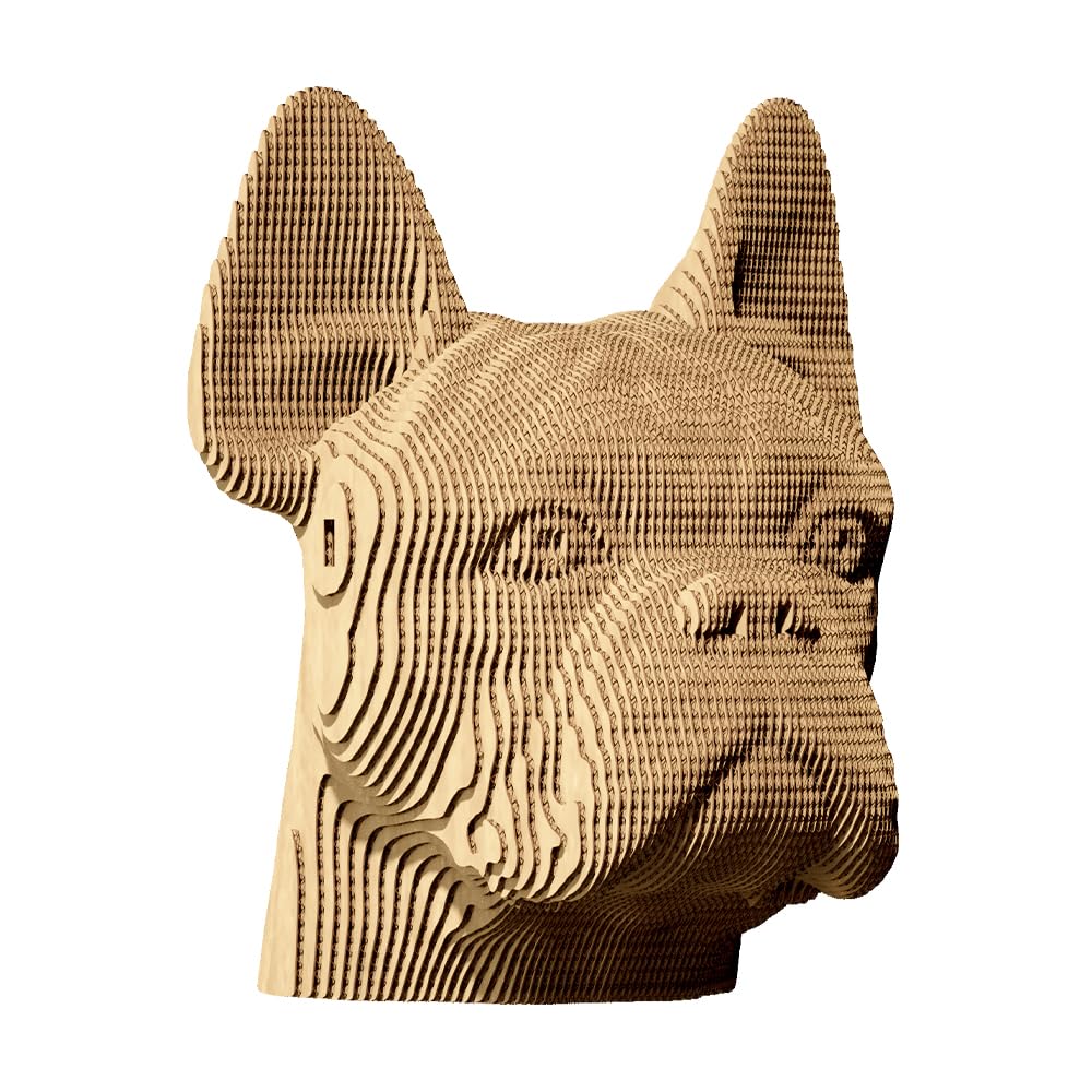 Bouledogue Français Puzzle 3D en Carton – Maquette à Monter | 131 Pièces, 15 × 15 × 12 cm – Kit Sculpture DIY à Peindre, Matériaux Recyclés, Ados & Adultes, Idée Cadeau Déco