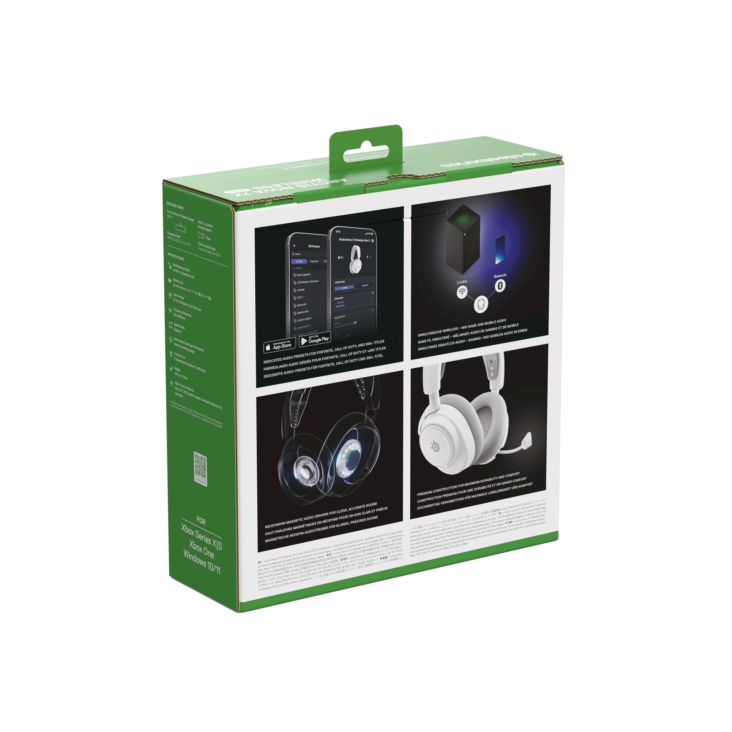 SteelSeries Arctis Nova 7X Wireless Gen2 Auriculares Gaming multiplataforma -Control de App en Tiempo Real -Más de 50 h -Controladores magnéticos de neodimio -2,4 GHz y Bluetooth -Xbox,PC,Switch1/2